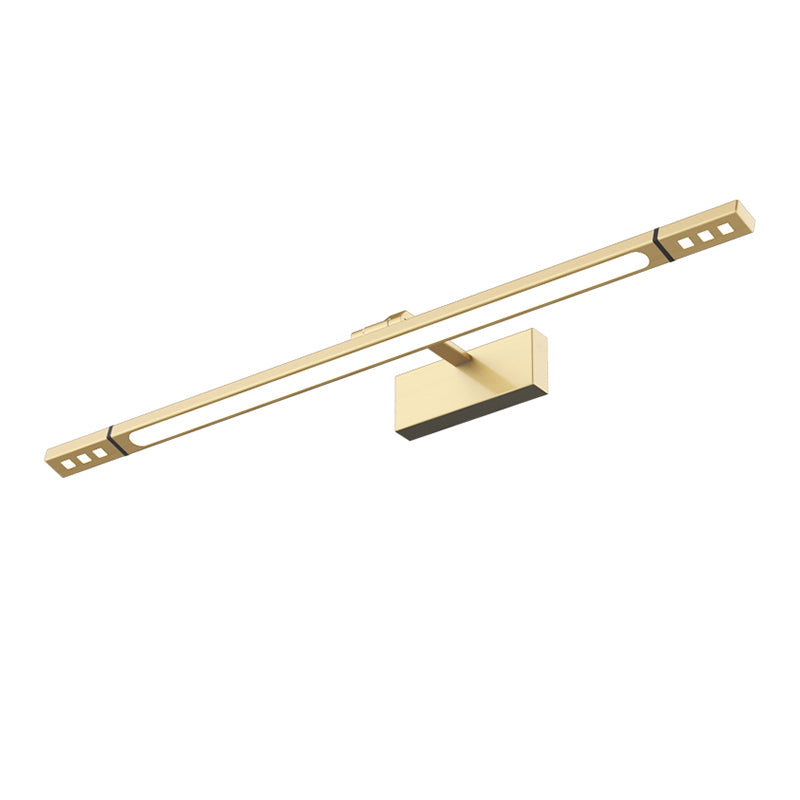 Linear Shade Metal Wall Sconce Modern Style 1- Light Mirror Wall Mounted Light in Gold