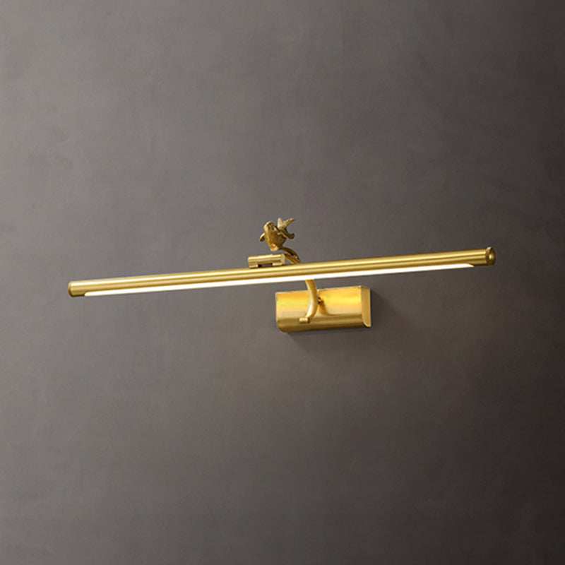 Linear Shade Metal Wall Sconce Modern Style 1 Light Mirror Wall Mounted Light in Brass