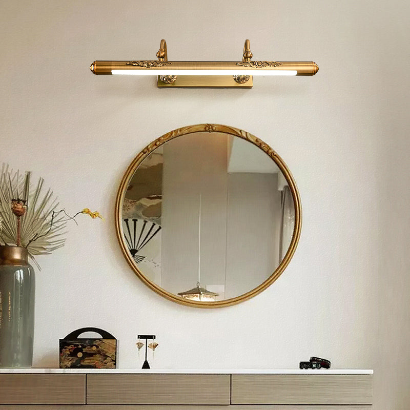 Linear Shade Metal Wall Sconce Modern Style 1-Light Mirror Wall Mount Light in Brass