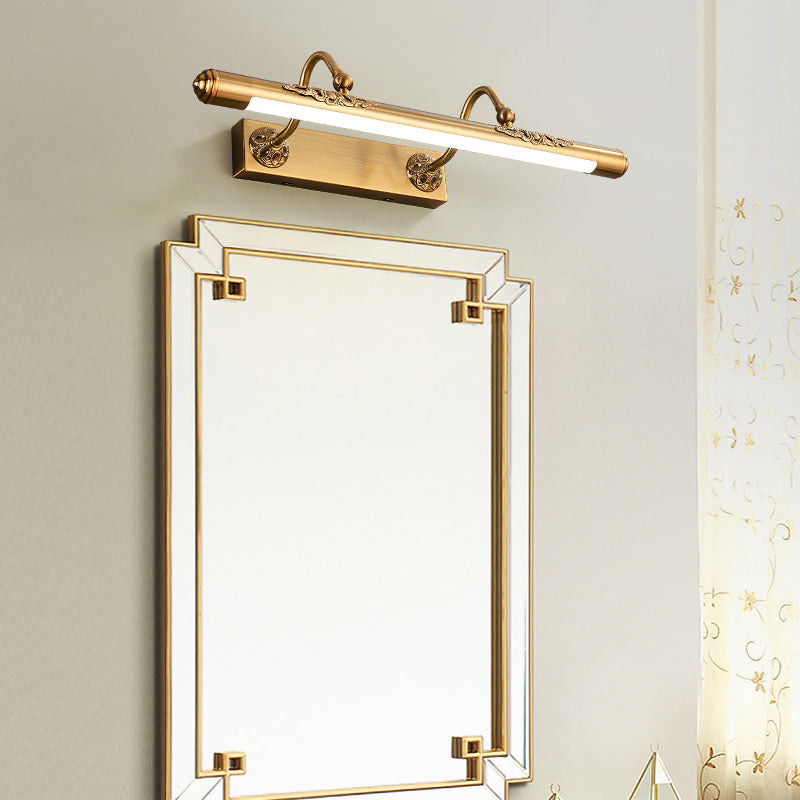 Linear Shade Metal Wall Sconce Modern Style 1-Light Mirror Wall Mount Light in Brass