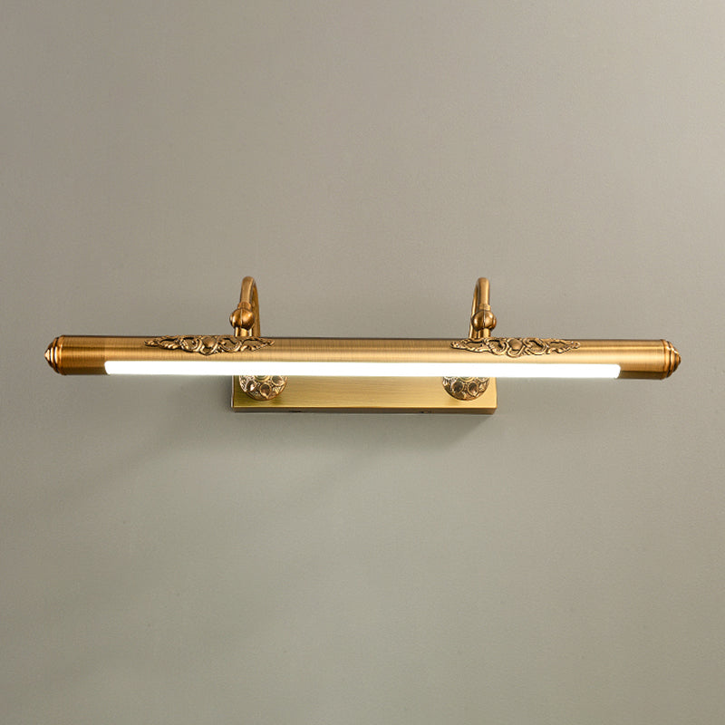 Linear Shade Metal Wall Sconce Modern Style 1-Light Mirror Wall Mount Light in Brass