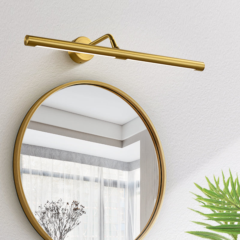 Linear Shade Metal Wall Sconce Modern Style 1-Light Mirror Wall Mount Light in Gold