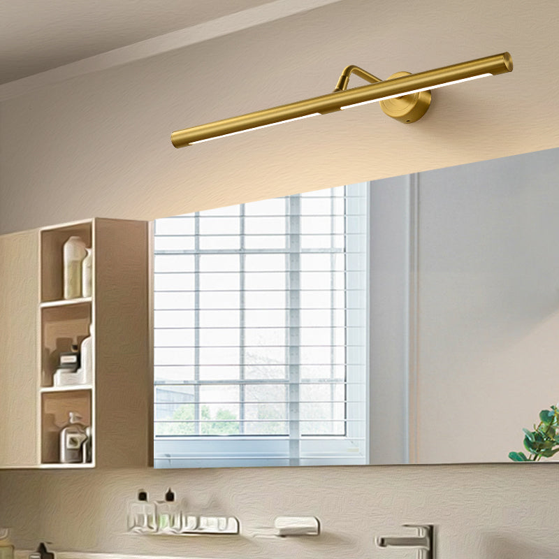 Linear Shade Metal Wall Sconce Modern Style 1-Light Mirror Wall Mount Light in Gold