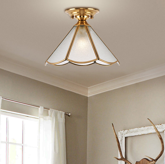 Glass Gold Semi Flush Ceiling Light Shaded Vintage Semi Flush Mount Light Fixture