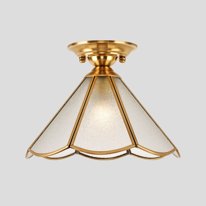 Glass Gold Semi Flush Ceiling Light Shaded Vintage Semi Flush Mount Light Fixture