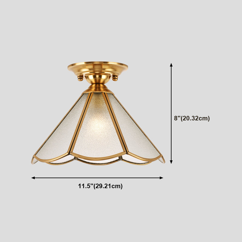 Glass Gold Semi Flush Ceiling Light Shaded Vintage Semi Flush Mount Light Fixture