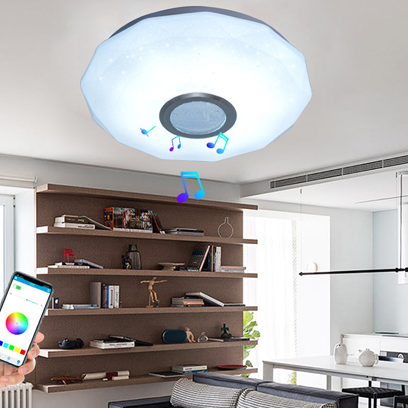 Modern Bluetooth LED Ceiling Light White Shaded Ceiling Lamp Fixture with Acrylic Shade