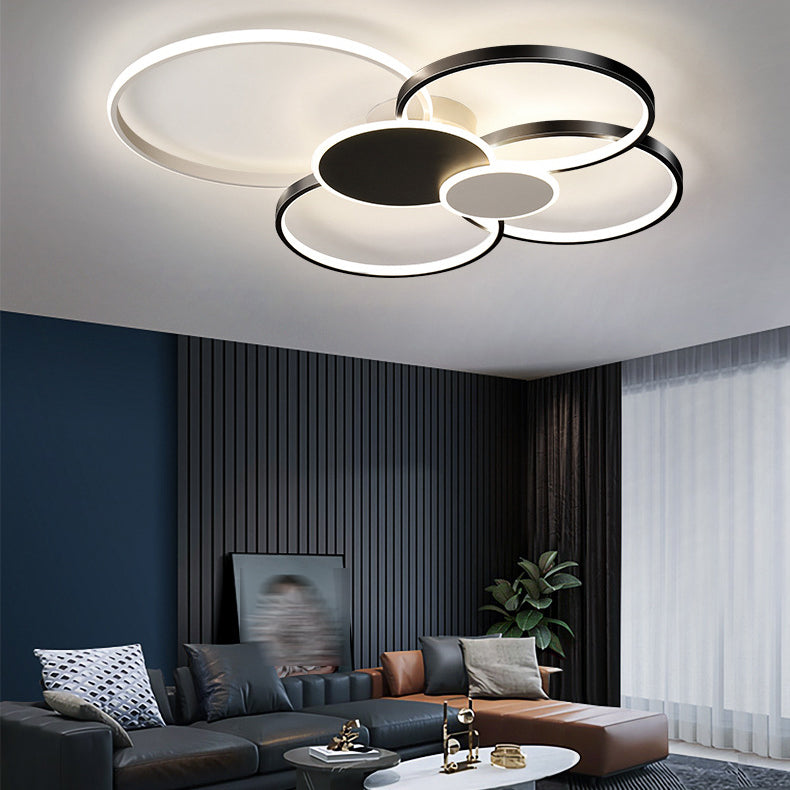 Contemporary Circular Flush Light Fixture Metal 6 Light Flushmount Lighting