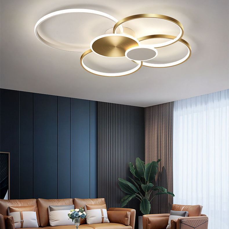 Contemporary Circular Flush Light Fixture Metal 6 Light Flushmount Lighting