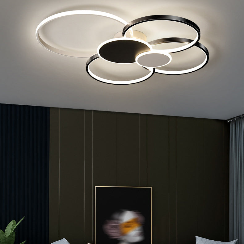 Contemporary Circular Flush Light Fixture Metal 6 Light Flushmount Lighting