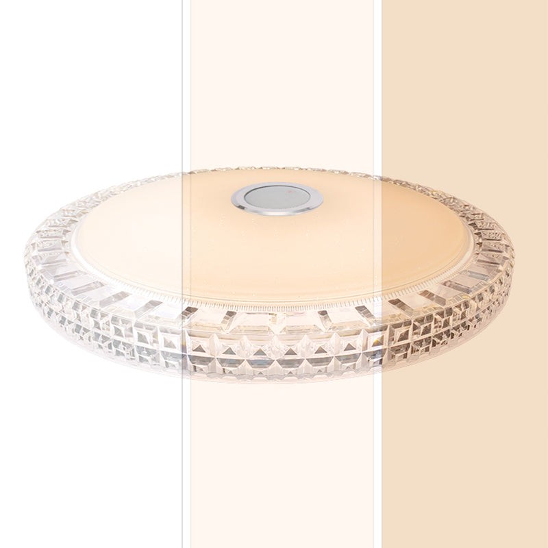 Crystal Circle Close to Ceiling Lamp Simple Style LED Bluetooth Ceiling Fixture in White