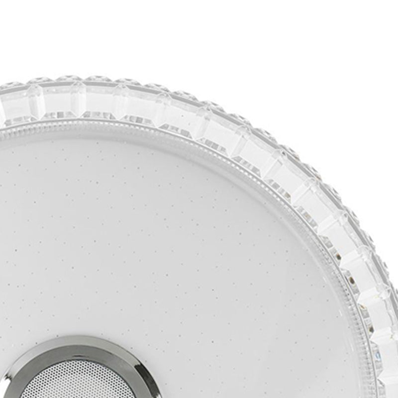 Crystal Circle Close to Ceiling Lamp Simple Style LED Bluetooth Ceiling Fixture in White