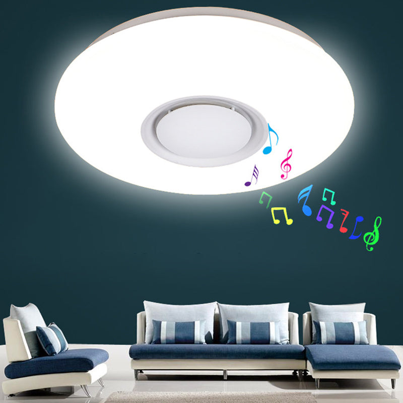 Modern Circular Ceiling Lighting Plastic Bluetooth LED Bedroom Ceiling Flush in White