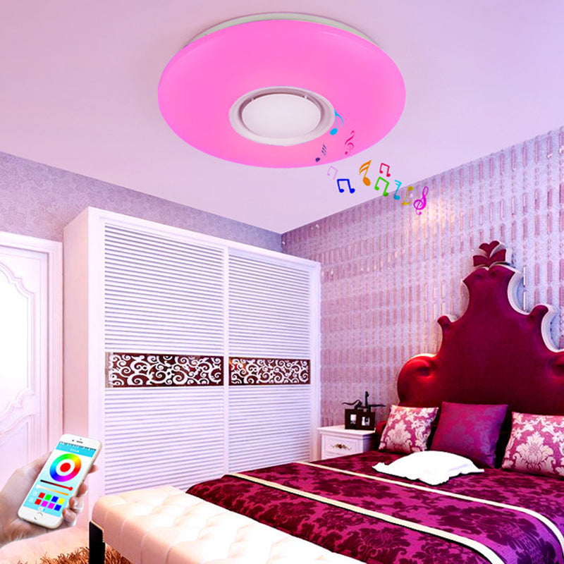 Modern Circular Ceiling Lighting Plastic Bluetooth LED Bedroom Ceiling Flush in White