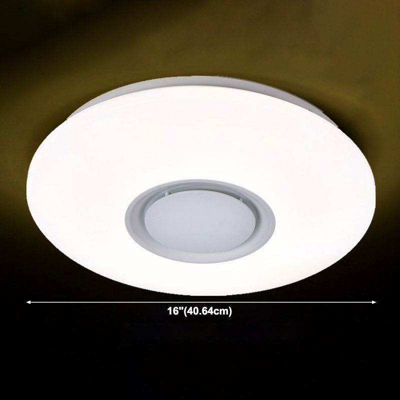 Modern Circular Ceiling Lighting Plastic Bluetooth LED Bedroom Ceiling Flush in White