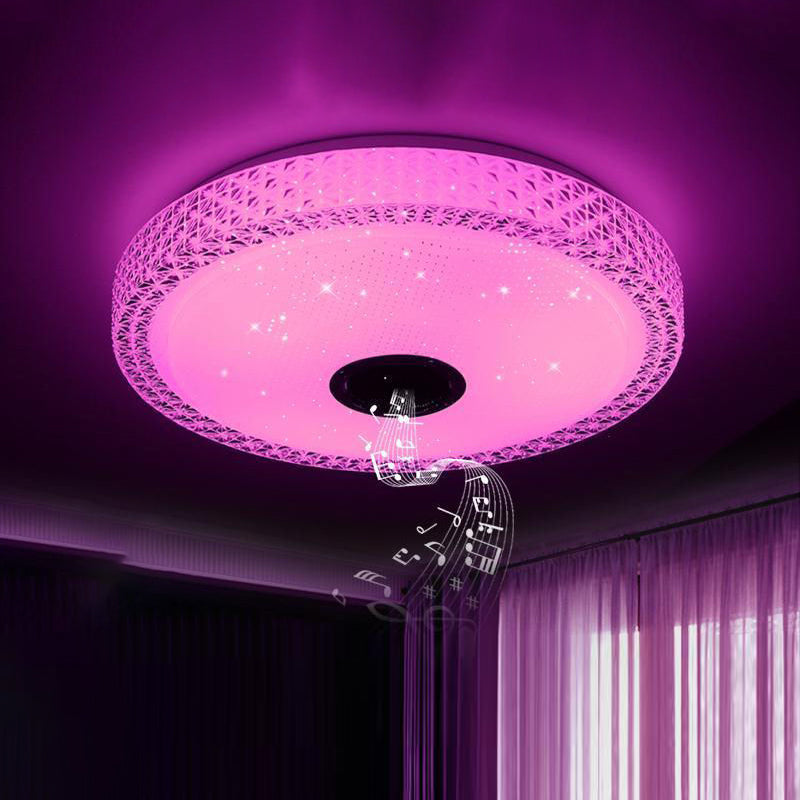 Acrylic Round Ceiling Mount Light Fixture Modern Bluetooth LED White Ceiling Light