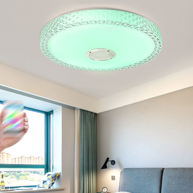 Acrylic Round Ceiling Mount Light Fixture Modern Bluetooth LED White Ceiling Light