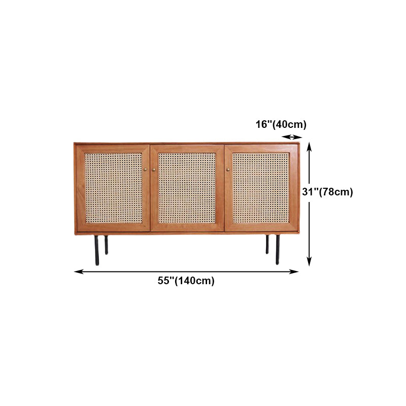 Rattan Doors Buffet Server Simple Style Wood Top Kitchen Server for Living Room