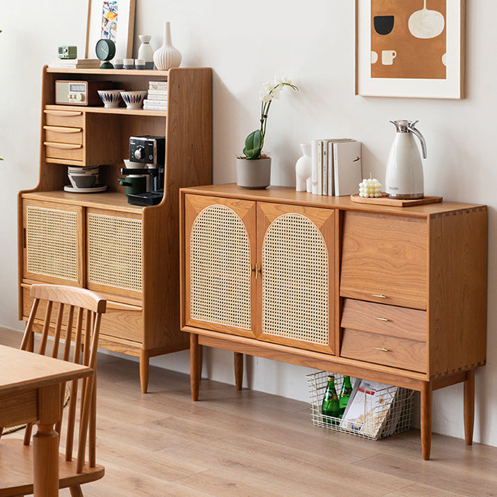 Drawer Pine Wood Sideboard Modern Adjustable Shelving Credenza for Living Room