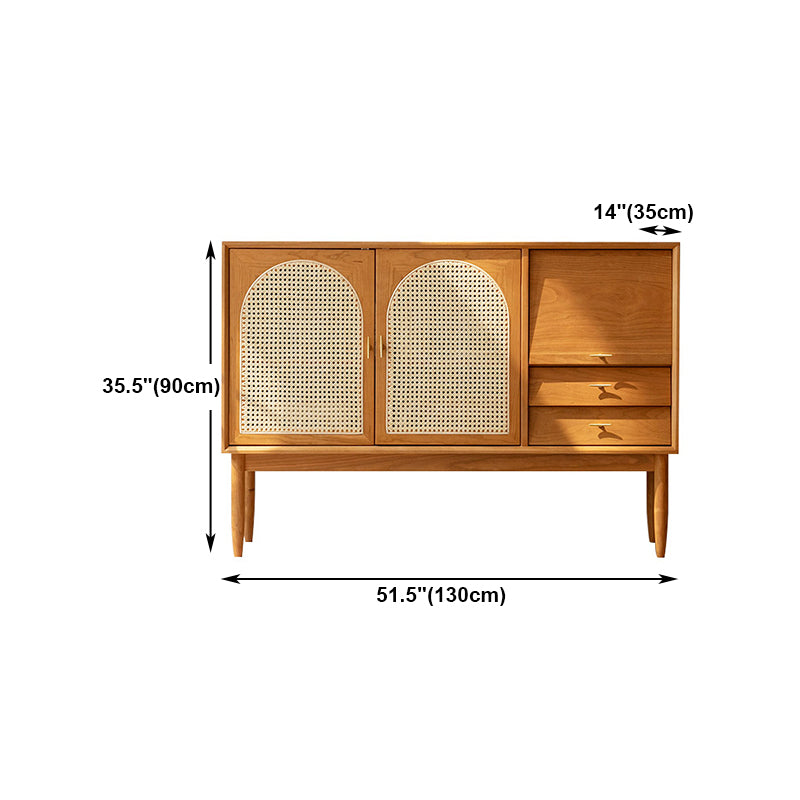 Drawer Pine Wood Sideboard Modern Adjustable Shelving Credenza for Living Room