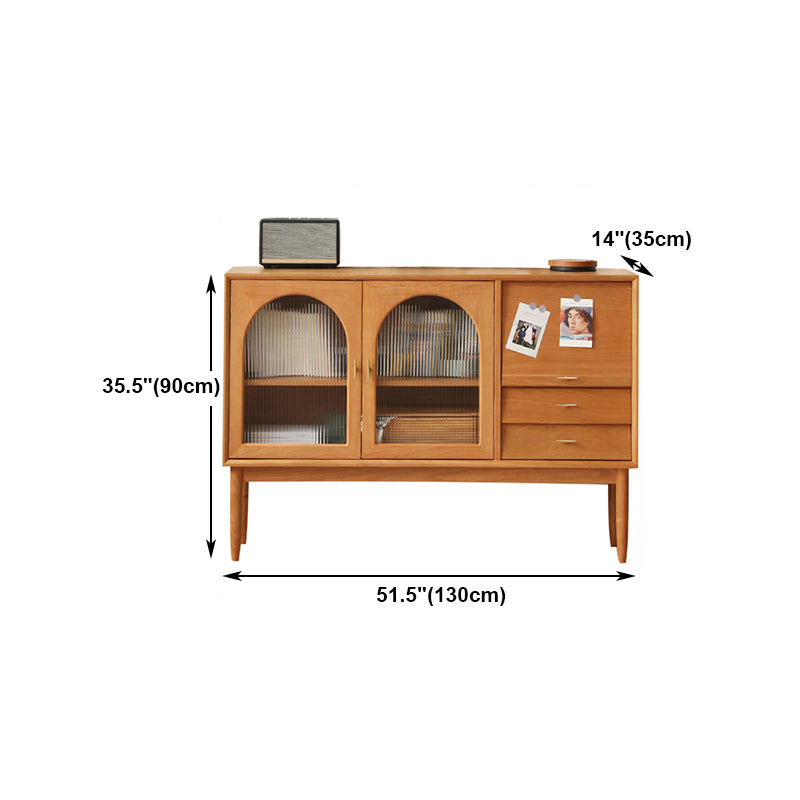 Drawer Pine Wood Sideboard Modern Adjustable Shelving Credenza for Living Room