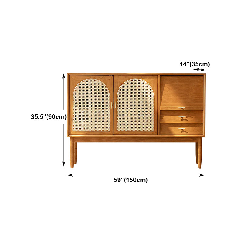 Drawer Pine Wood Sideboard Modern Adjustable Shelving Credenza for Living Room