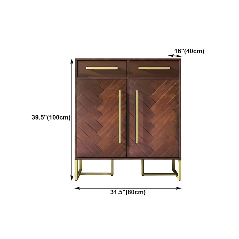 Pine Wood Living Room Sideboard Cabinet Glam Credenza with Storage