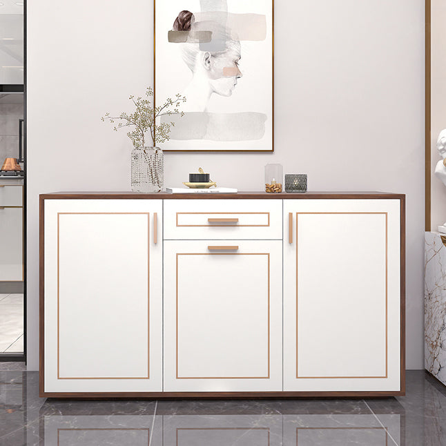 White Engineered Wood Sideboard Modern Adjustable Shelving Credenza with Drawer