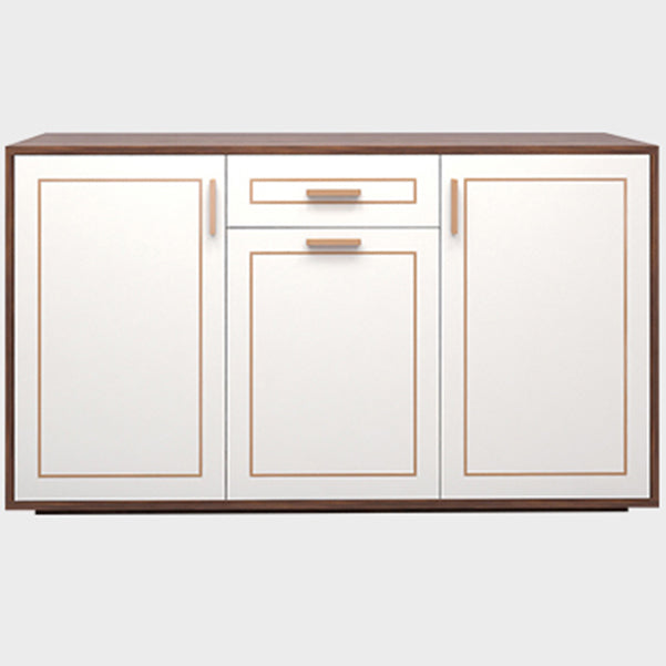 White Engineered Wood Sideboard Modern Adjustable Shelving Credenza with Drawer