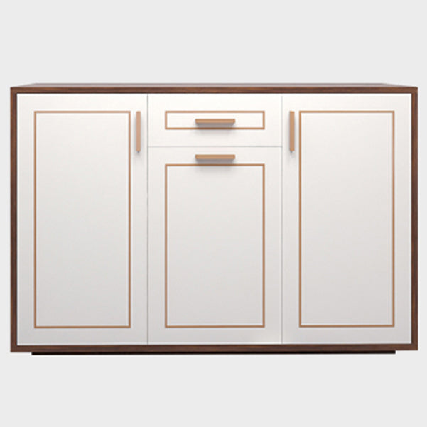 White Engineered Wood Sideboard Modern Adjustable Shelving Credenza with Drawer