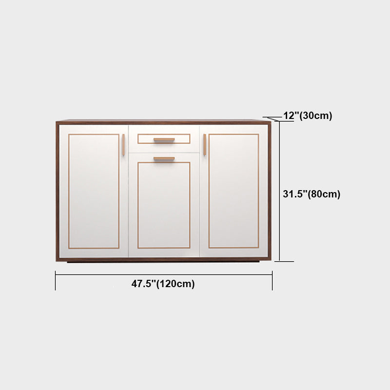 White Engineered Wood Sideboard Modern Adjustable Shelving Credenza with Drawer