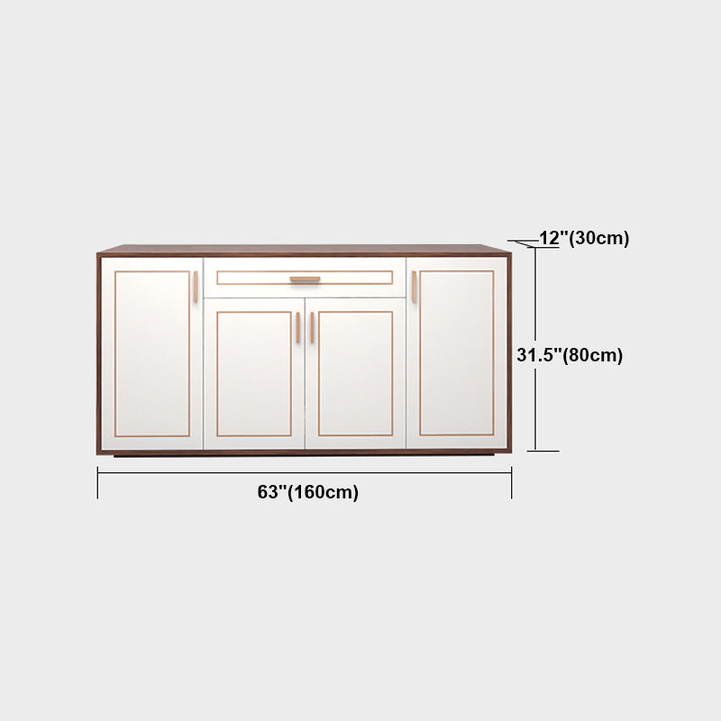 White Engineered Wood Sideboard Modern Adjustable Shelving Credenza with Drawer