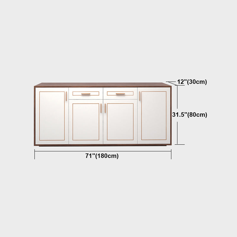 White Engineered Wood Sideboard Modern Adjustable Shelving Credenza with Drawer