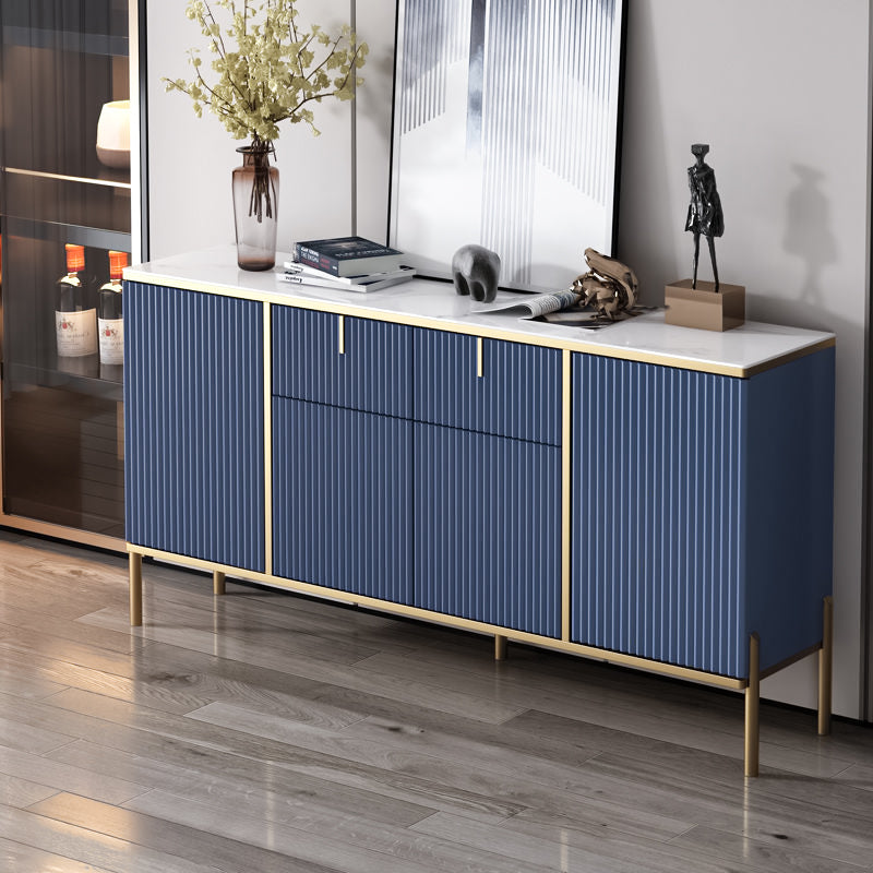 Glam Style Sideboard Sintered Stone Top Server with Door and Drawer