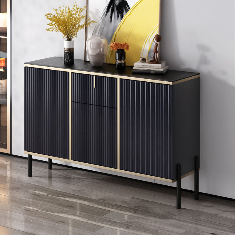 Glam Style Sideboard Sintered Stone Top Server with Door and Drawer