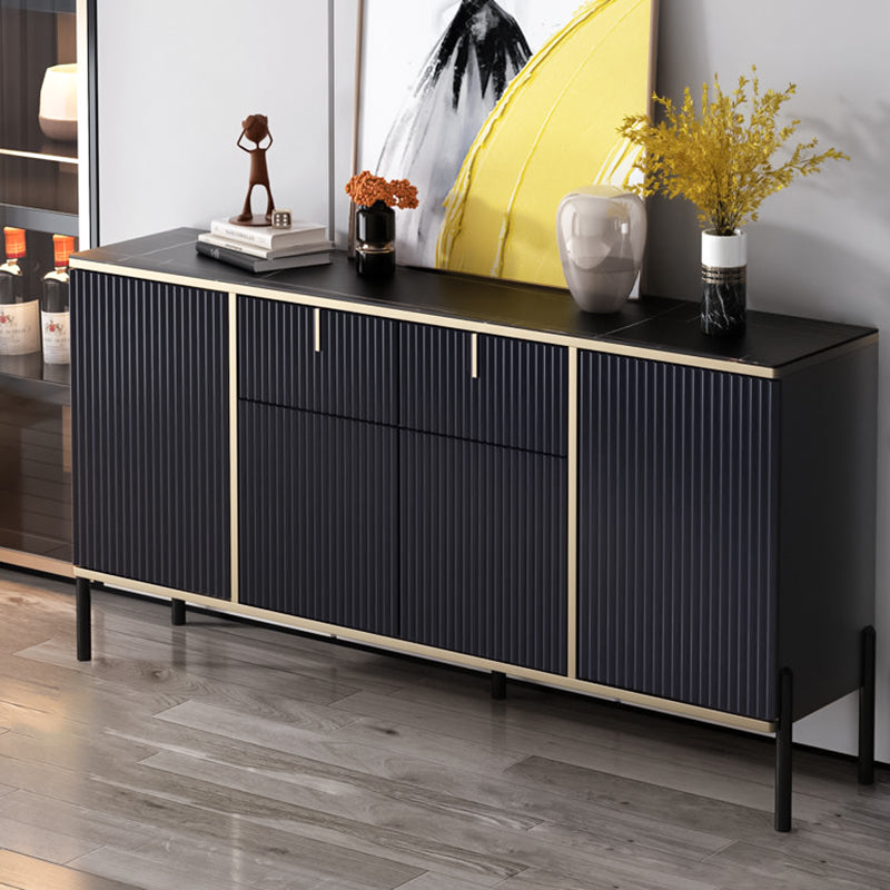 Glam Style Sideboard Sintered Stone Top Server with Door and Drawer