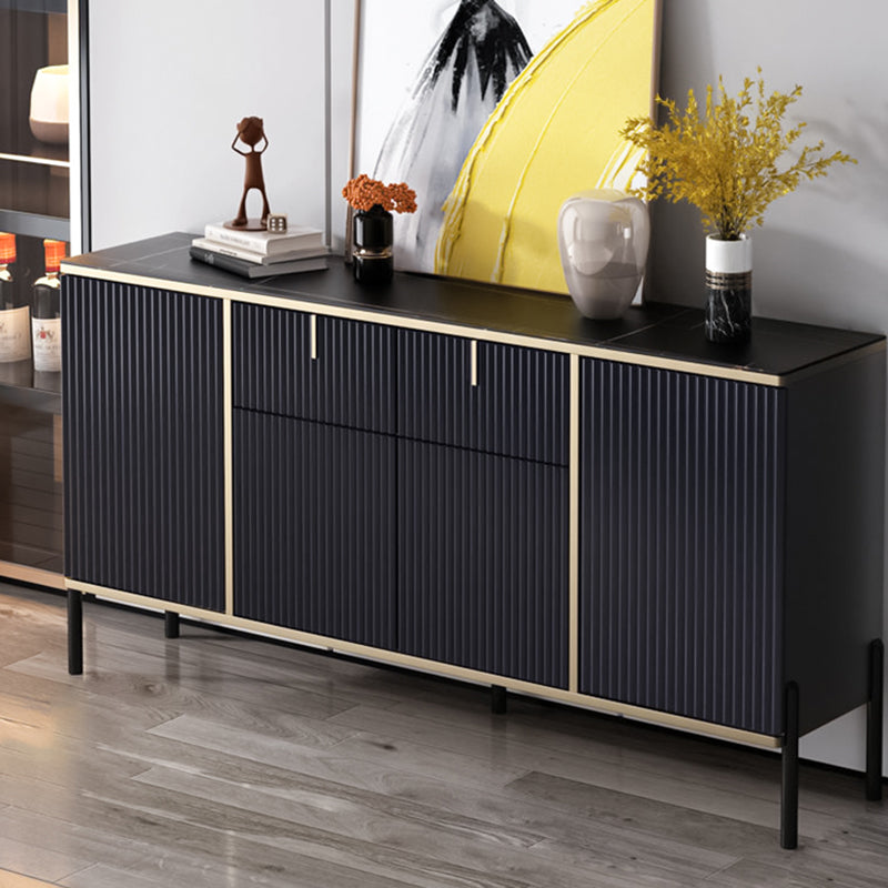 Glam Style Sideboard Sintered Stone Top Server with Door and Drawer