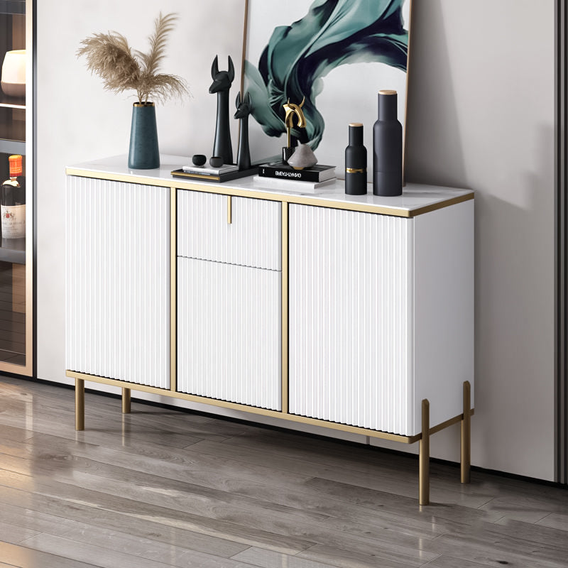 Glam Style Sideboard Sintered Stone Top Server with Door and Drawer