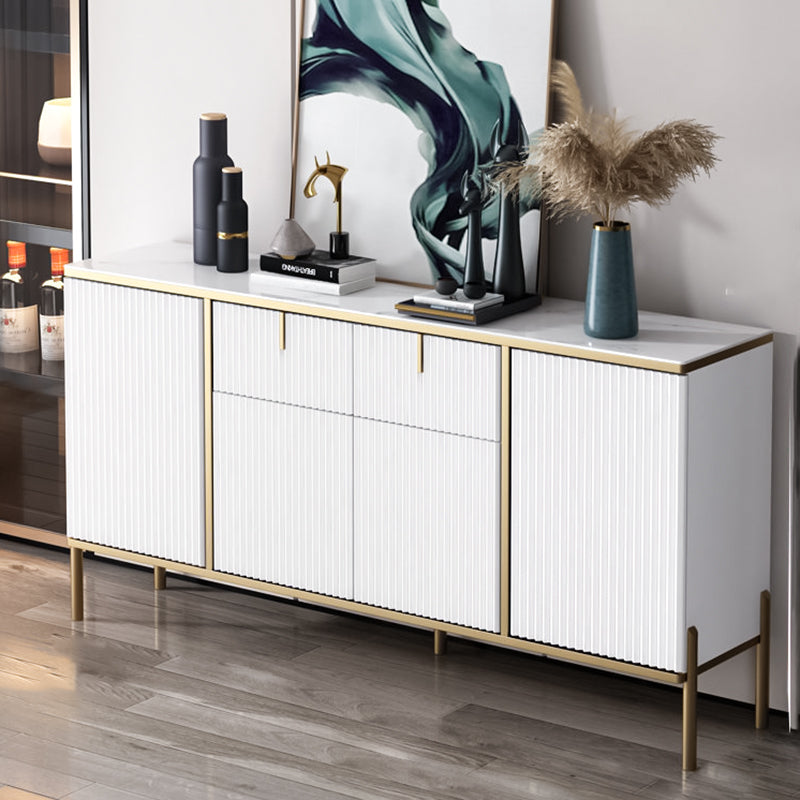 Glam Style Sideboard Sintered Stone Top Server with Door and Drawer