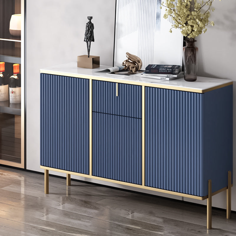 Glam Style Sideboard Sintered Stone Top Server with Door and Drawer