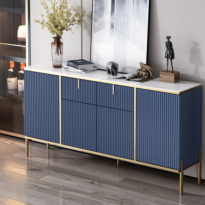 Glam Style Sideboard Sintered Stone Top Server with Door and Drawer