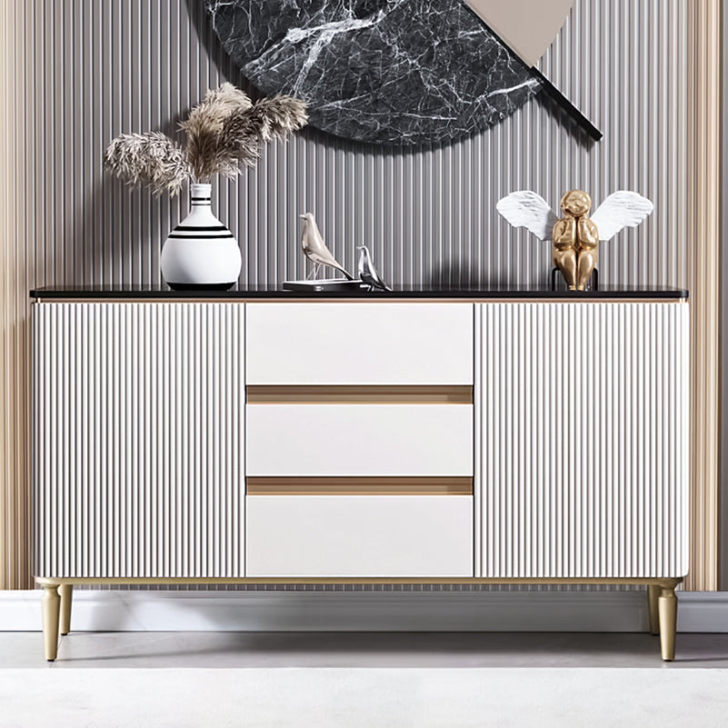 Glam Sideboard Sintered Stone Top Server with Door and Drawer