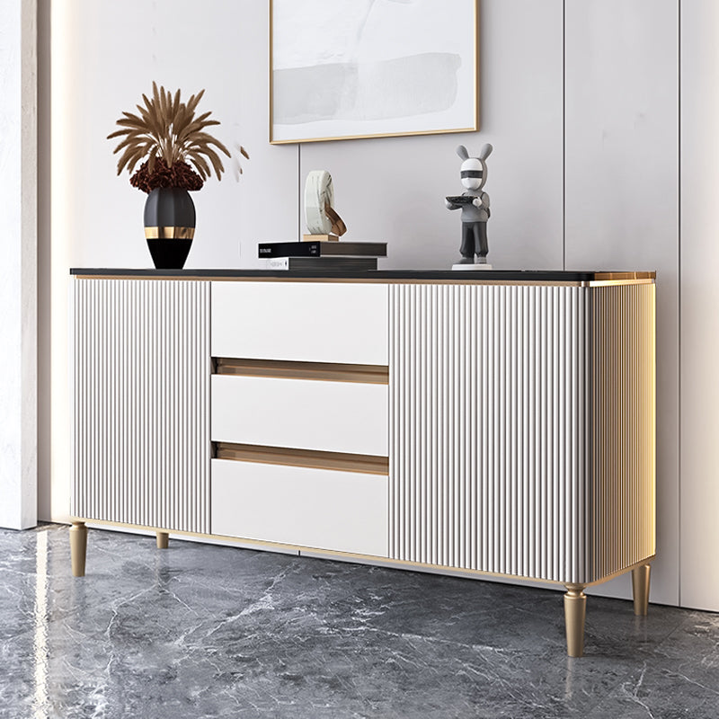 Glam Sideboard Sintered Stone Top Server with Door and Drawer