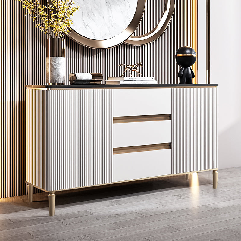 Glam Sideboard Sintered Stone Top Server with Door and Drawer