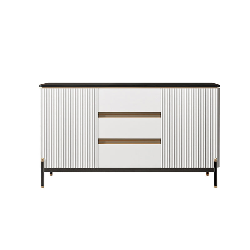 Glam Sideboard Sintered Stone Top Server with Door and Drawer