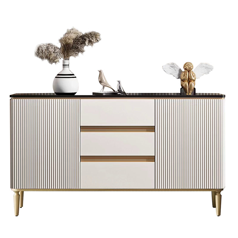 Glam Sideboard Sintered Stone Top Server with Door and Drawer