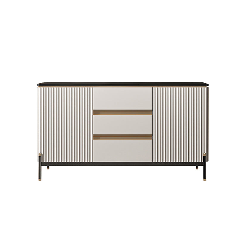 Glam Sideboard Sintered Stone Top Server with Door and Drawer