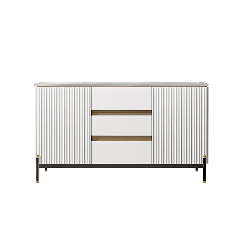 Glam Sideboard Sintered Stone Top Server with Door and Drawer