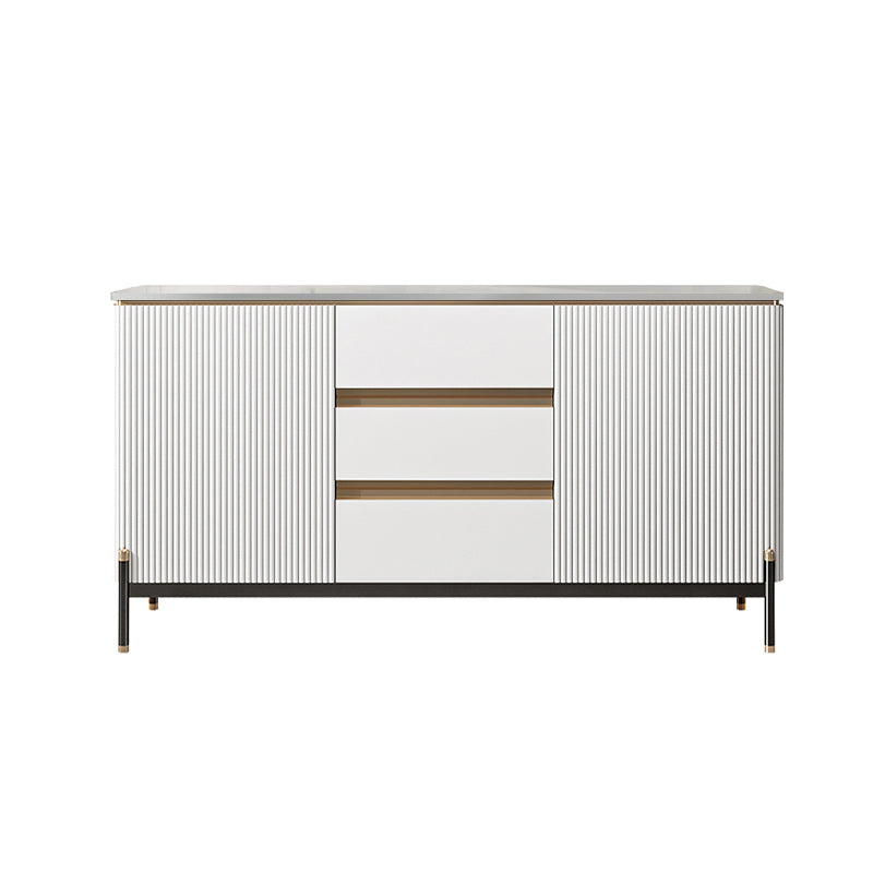 Glam Sideboard Sintered Stone Top Server with Door and Drawer