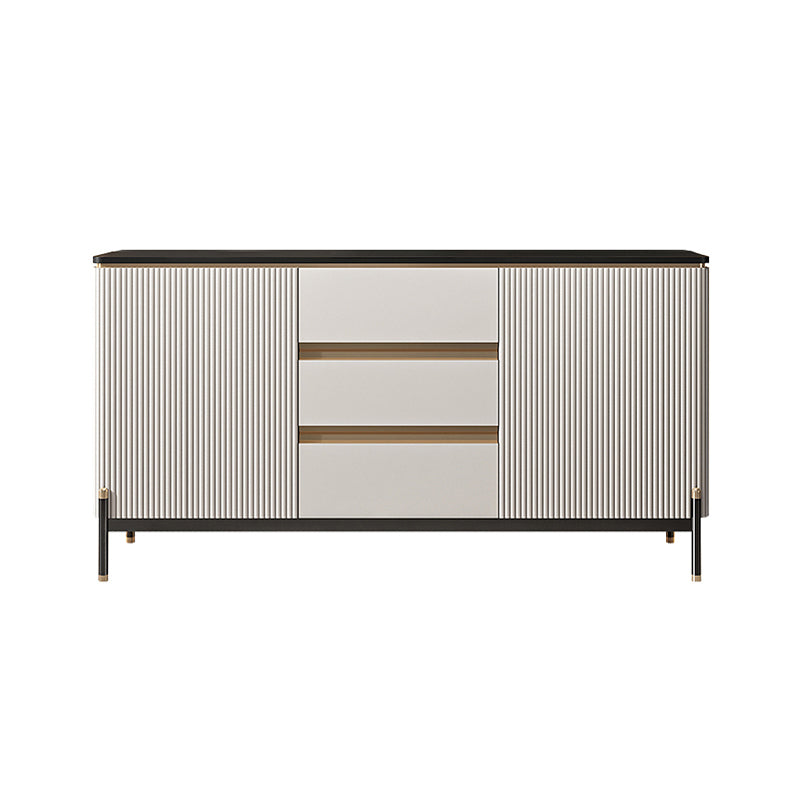 Glam Sideboard Sintered Stone Top Server with Door and Drawer